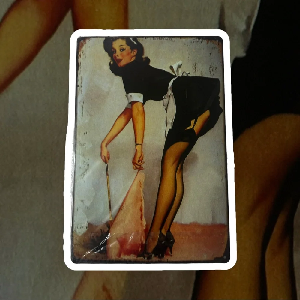 Hot Girl Art by Gil Elvgren Tin Sign: Man Cave Retro Wall Decor for Cinema Bar M - Picture 1 of 2